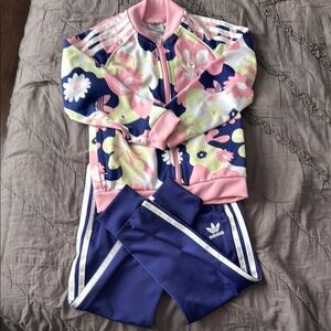 Adidas Floral Track Suit - Pink and Blue